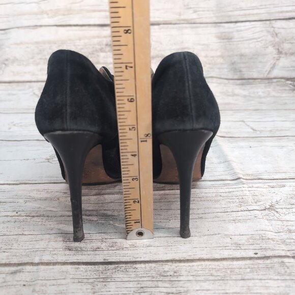 L.A.M.B. Black Suede Lace Up Stiletto Ankle Booties Women Size 8.5 - Picture 5 of 8